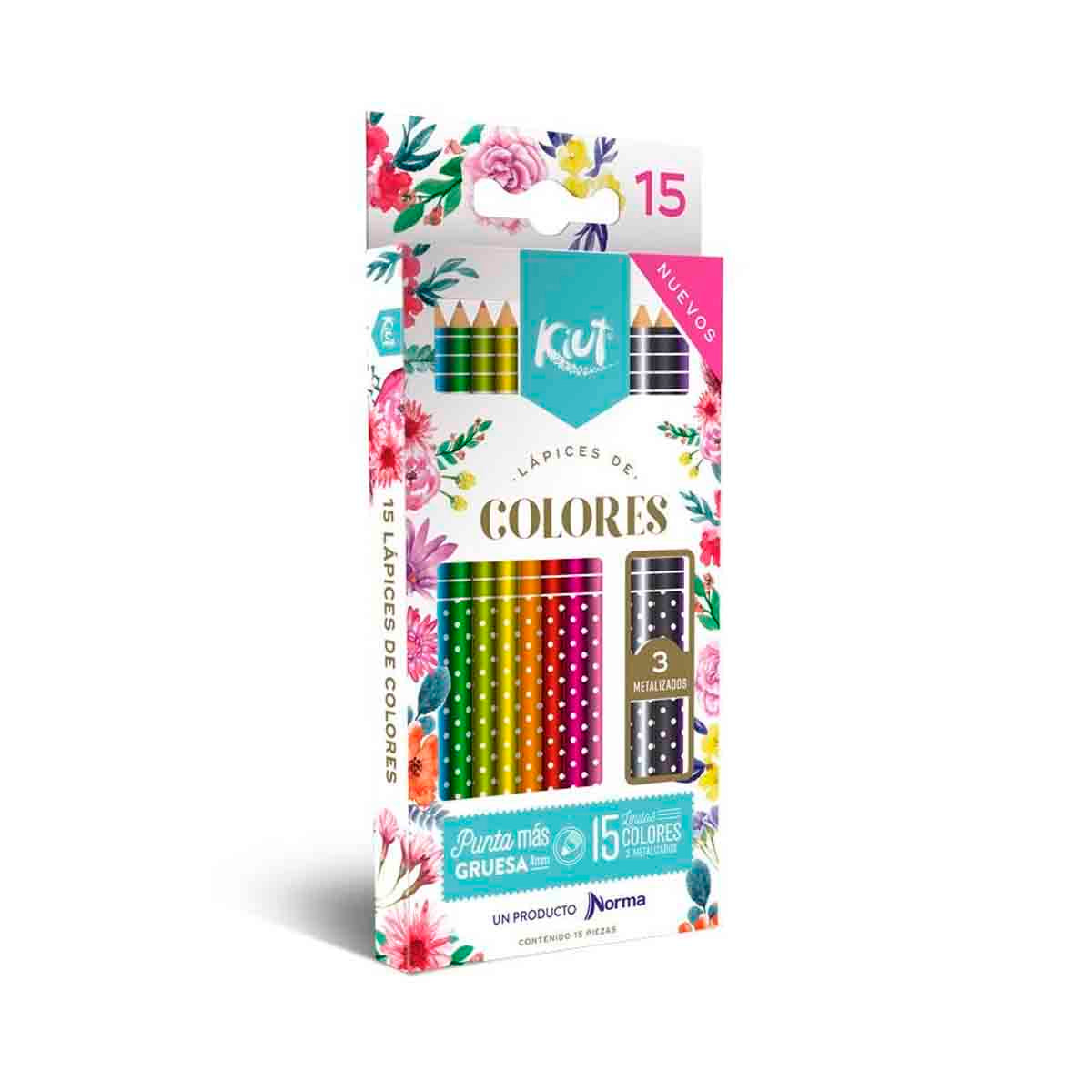 Kiut Caja Plástica Lápices de colores 16 colores
