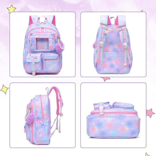 Alrisg Sweet Girls Mochila Púrpura Perlas