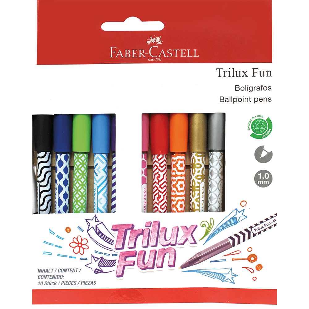 Faber Castell Caja de Esferos de Colores Trilux Fun 10pcs