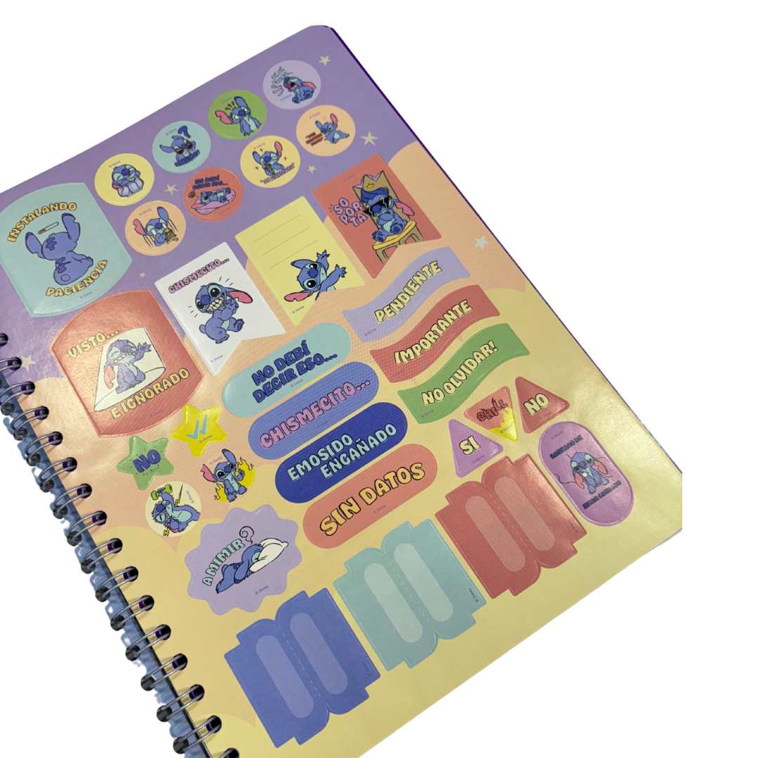 Estilo Cuaderno Universitario Pasta Semidura Stitch 100H 1 Línea