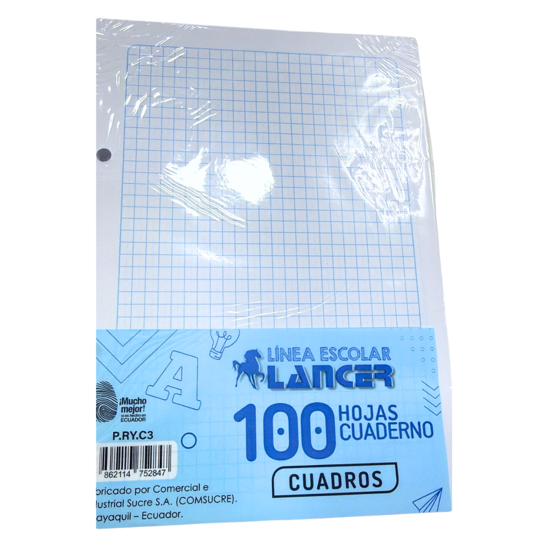 Lancer 100 Hojas de Cuadros Perforadas - A5
