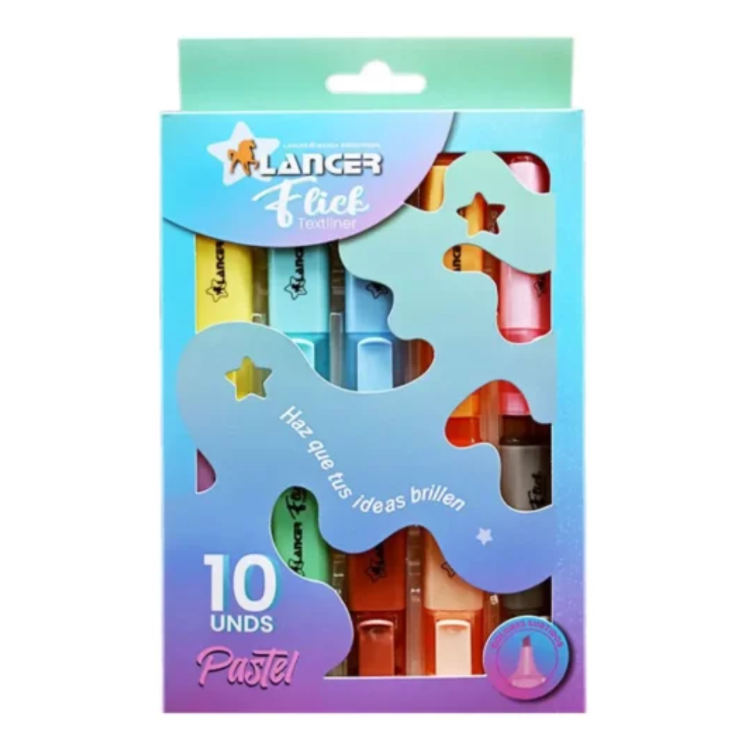 Lancer Flick Textliner Resaltadores Pastel X10