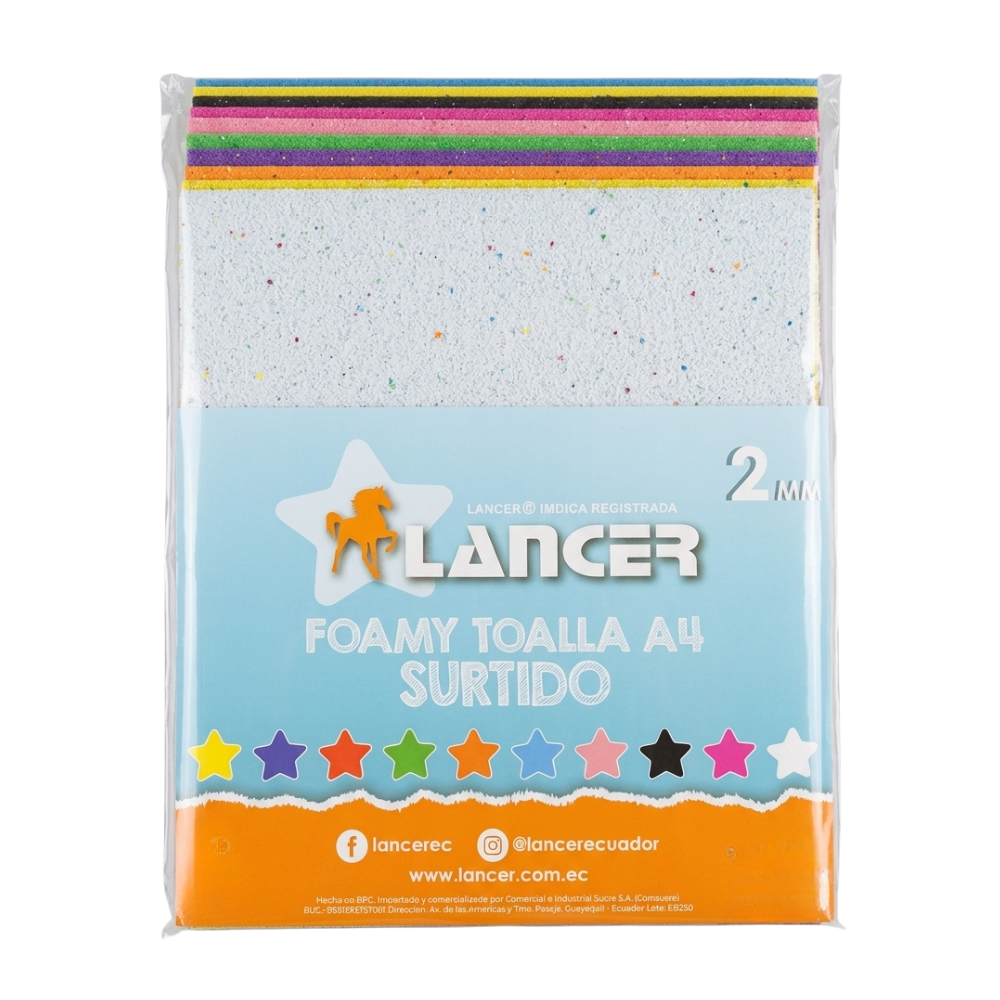 Lancer Foamy Toalla Surtido A4 10 Colores