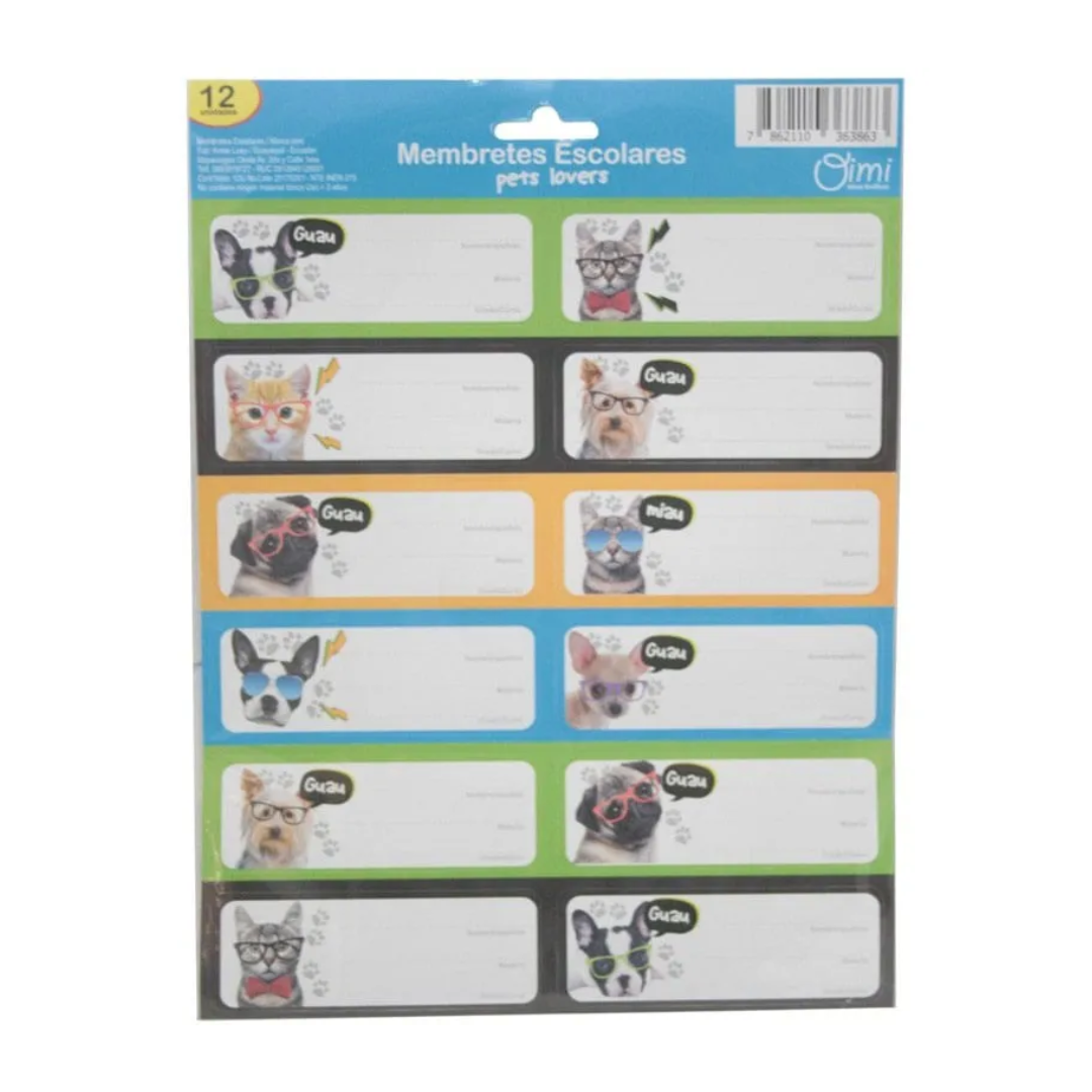 Oimi Membretes Escolares Pets Lovers