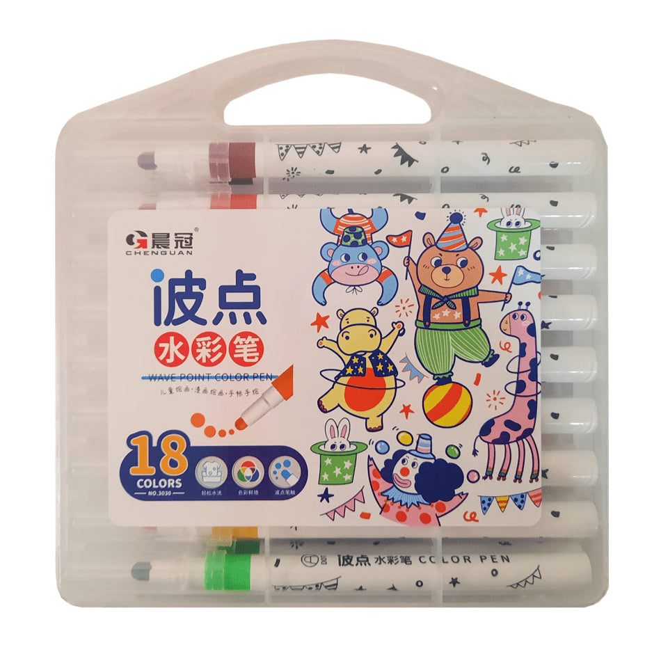 CHENGUAN Marcadores Punta Gruesa Caja Plastica 18pcs