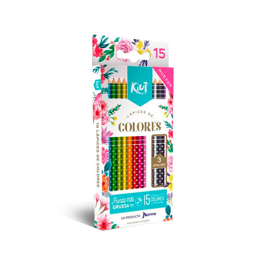 Kiut Caja Lápices de Colores 15 pcs