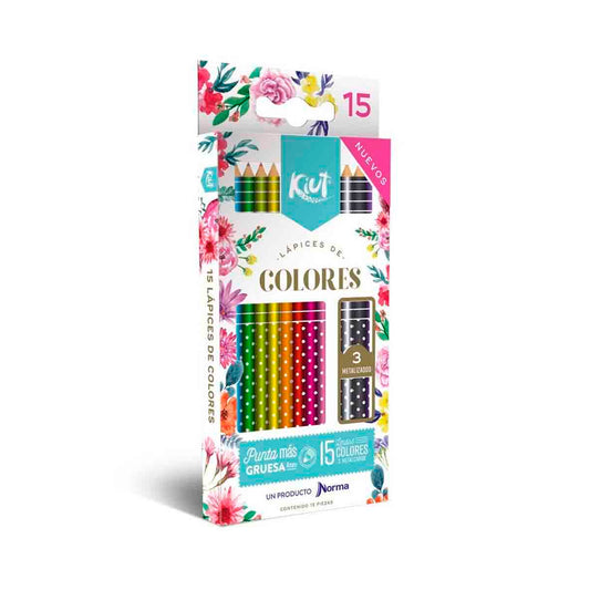 Kiut Caja Plástica Lápices de colores 16 colores