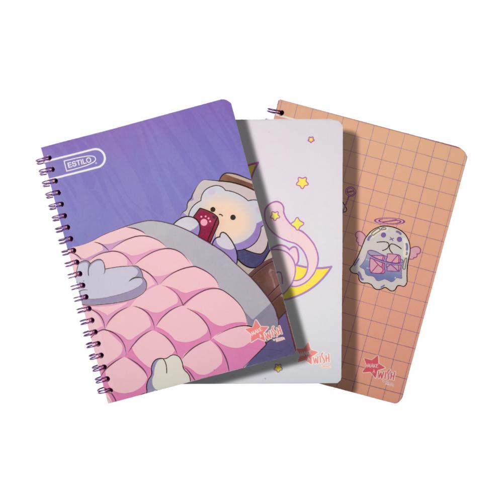 Estilo Cuaderno Universitario Pasta Dura 2 Líneas 160 Hojas Make a Wish