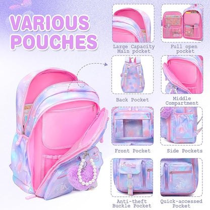 Alrisg Sweet Girls Mochila Púrpura Perlas