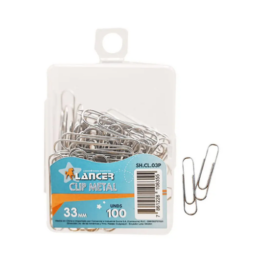 Lancer Clip de Metal 33mm 100unds