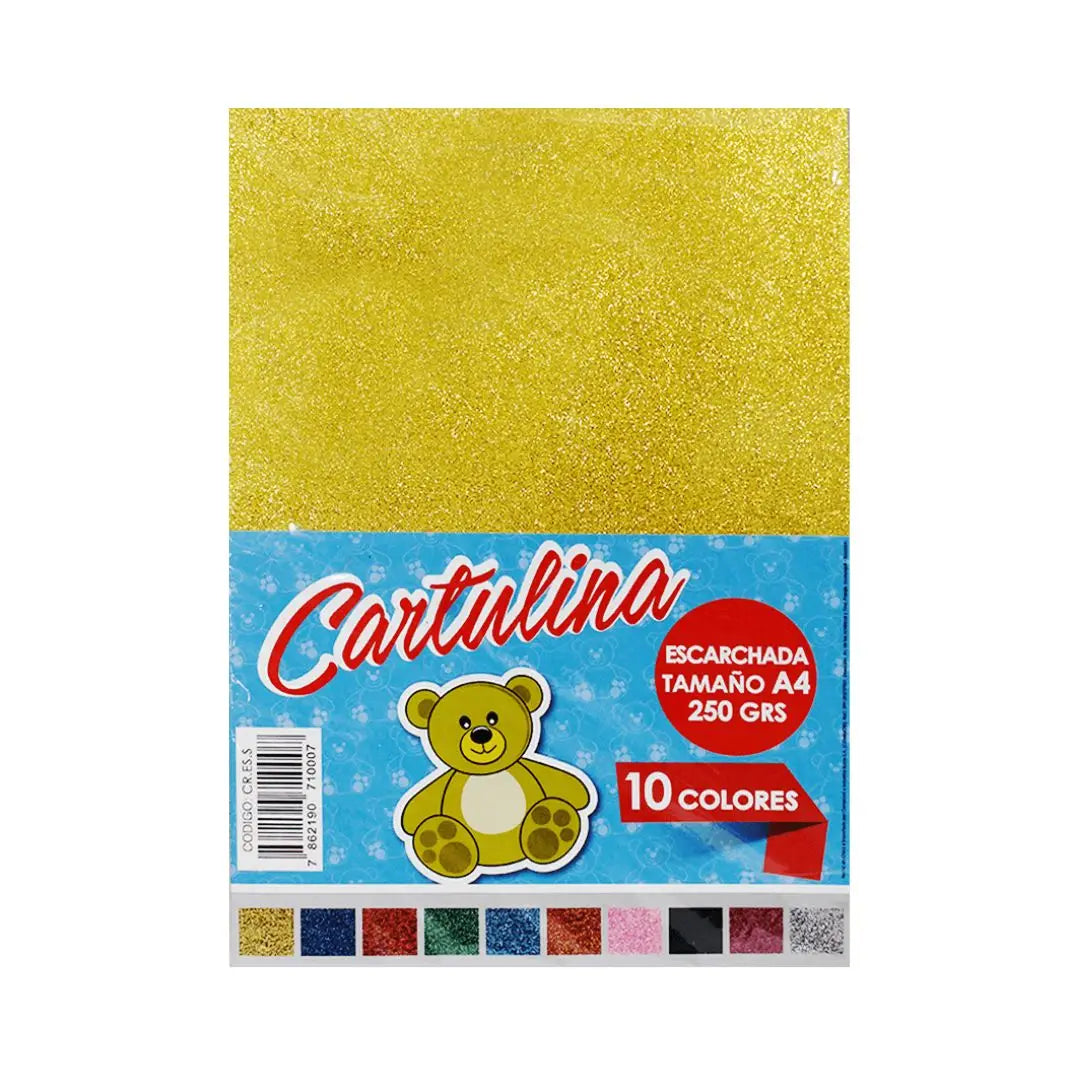 Paquete de Cartulina Escarchada A4 10 Colores