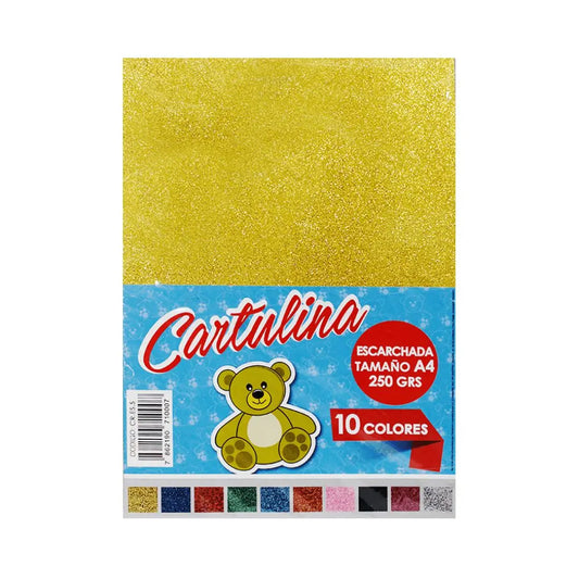Paquete de Cartulina Escarchada A4 10 Colores