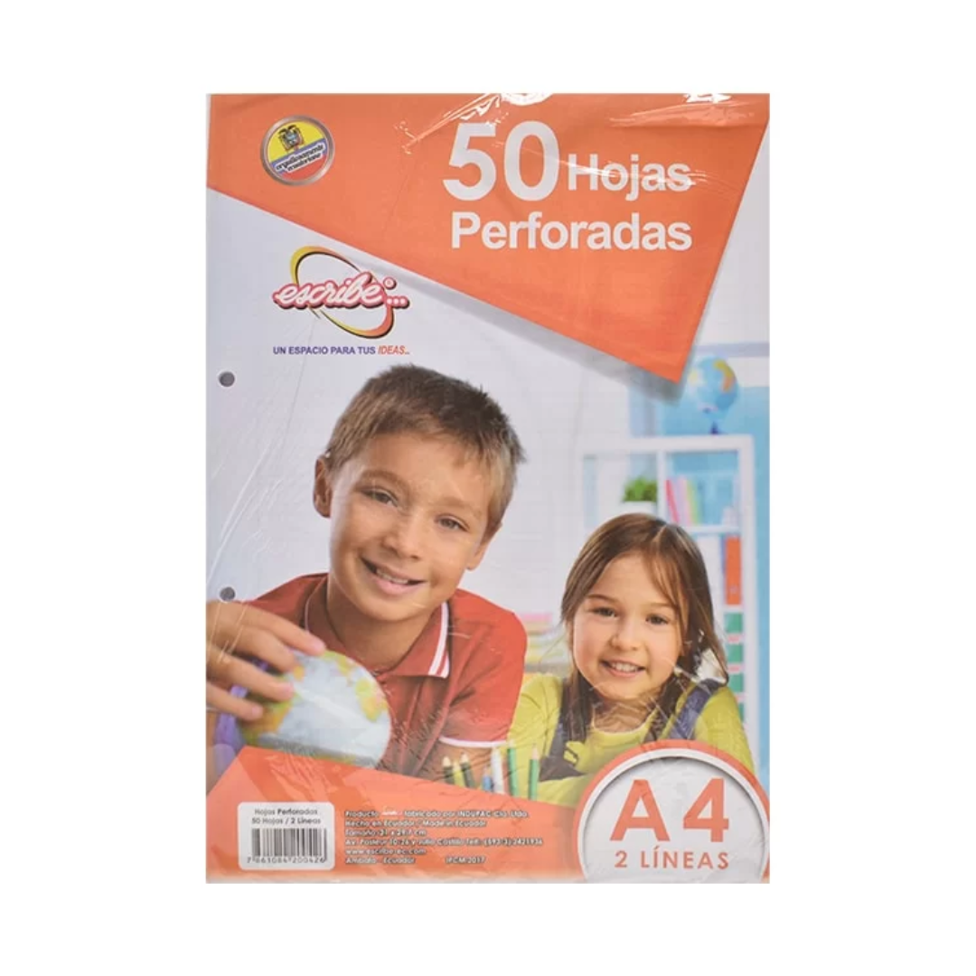 Escribe 50 Hojas Perforadas 2 Líneas