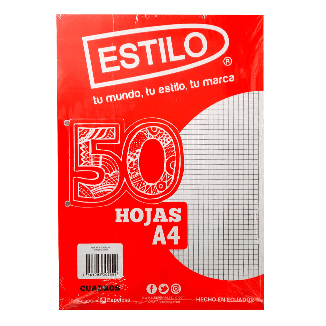 Estilo Paquete de 50 Hojas de Cuadros A4