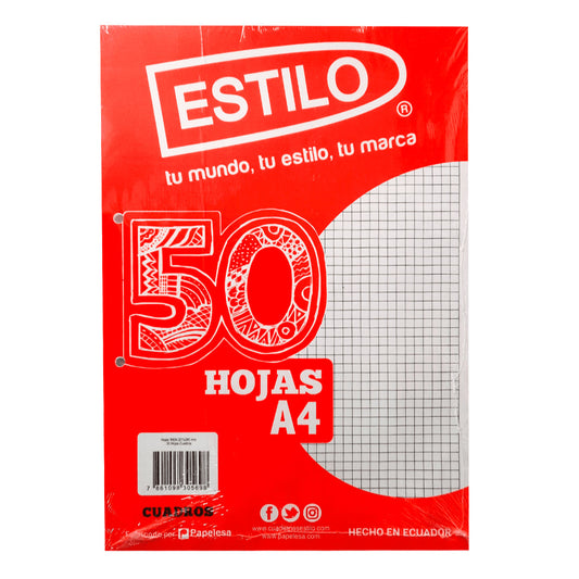 Estilo Paquete de 50 Hojas de Cuadros A4
