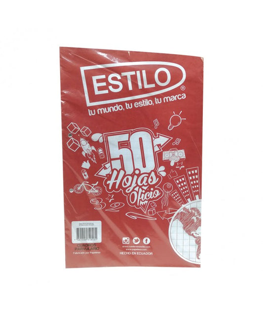 Estilo Paquete de Hojas Parvularios de Cuadros 50 Hojas