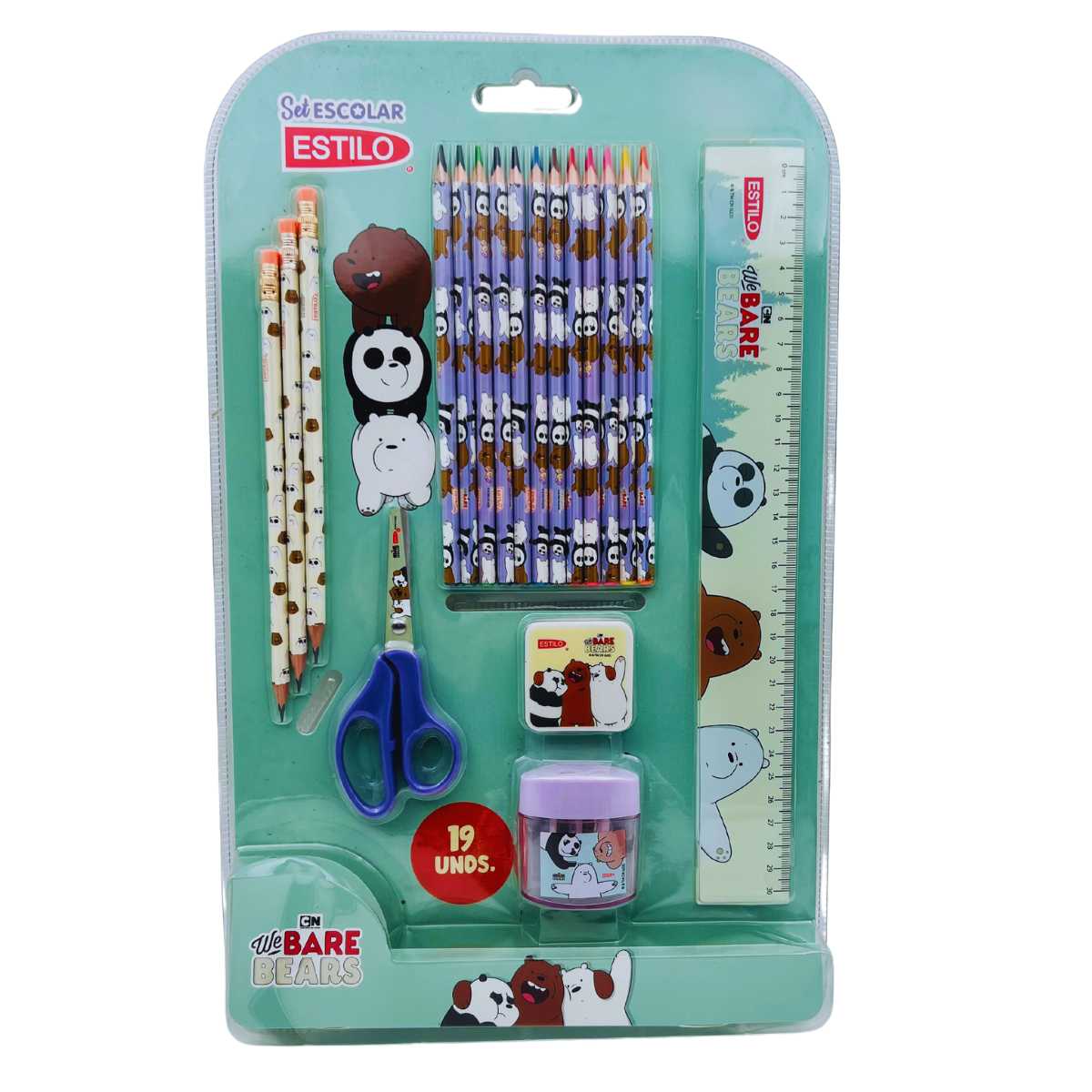 Estilo Set Escolar We Bare Bears 19 Piezas