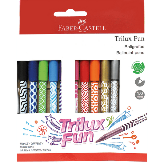 Faber Castell Caja de Esferos de Colores Trilux Fun 10pcs