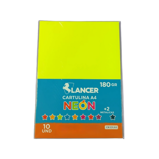 Lancer Paquete de 10 Cartulinas A4 Neón
