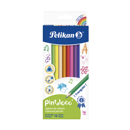 Pelikan 12 Lápices de Colores Triangulares Pintaloco