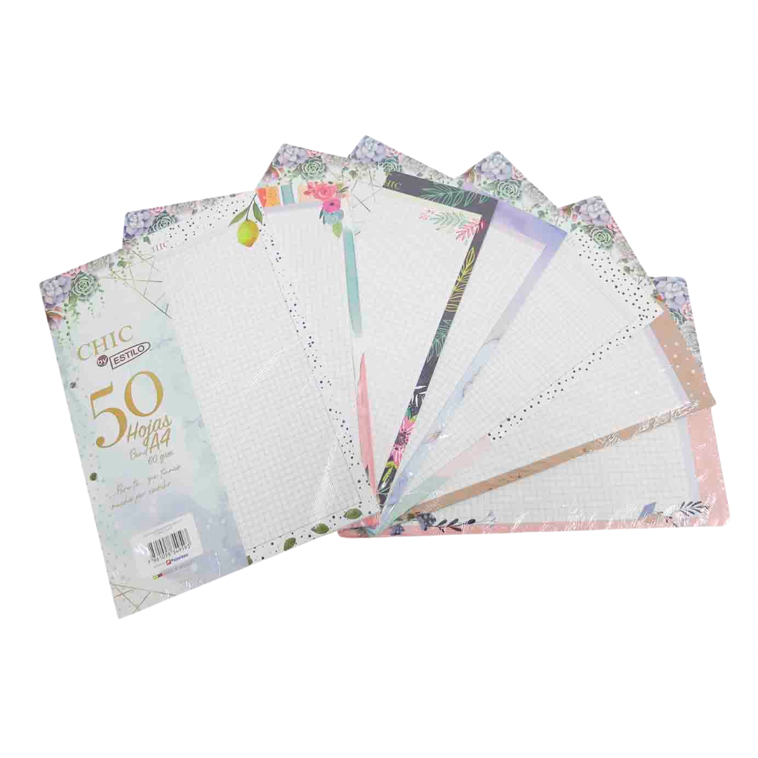 Estilo Paquete de Hojas de Cuadros Con Diseño A4 50 Hojas