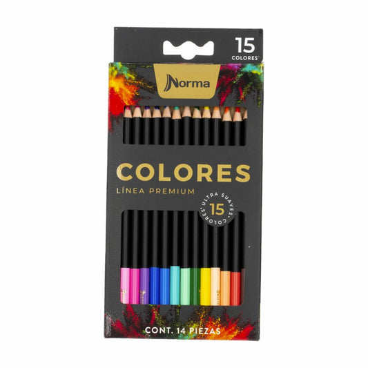 Norma Caja de Lápices de Colores Línea Premium 15 Colores