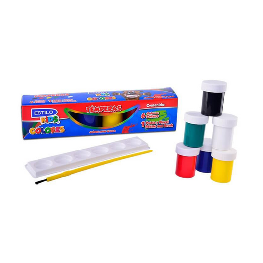 Estilo Kids Caja de Témpera 6 Colores 1 Paleta y Pincel