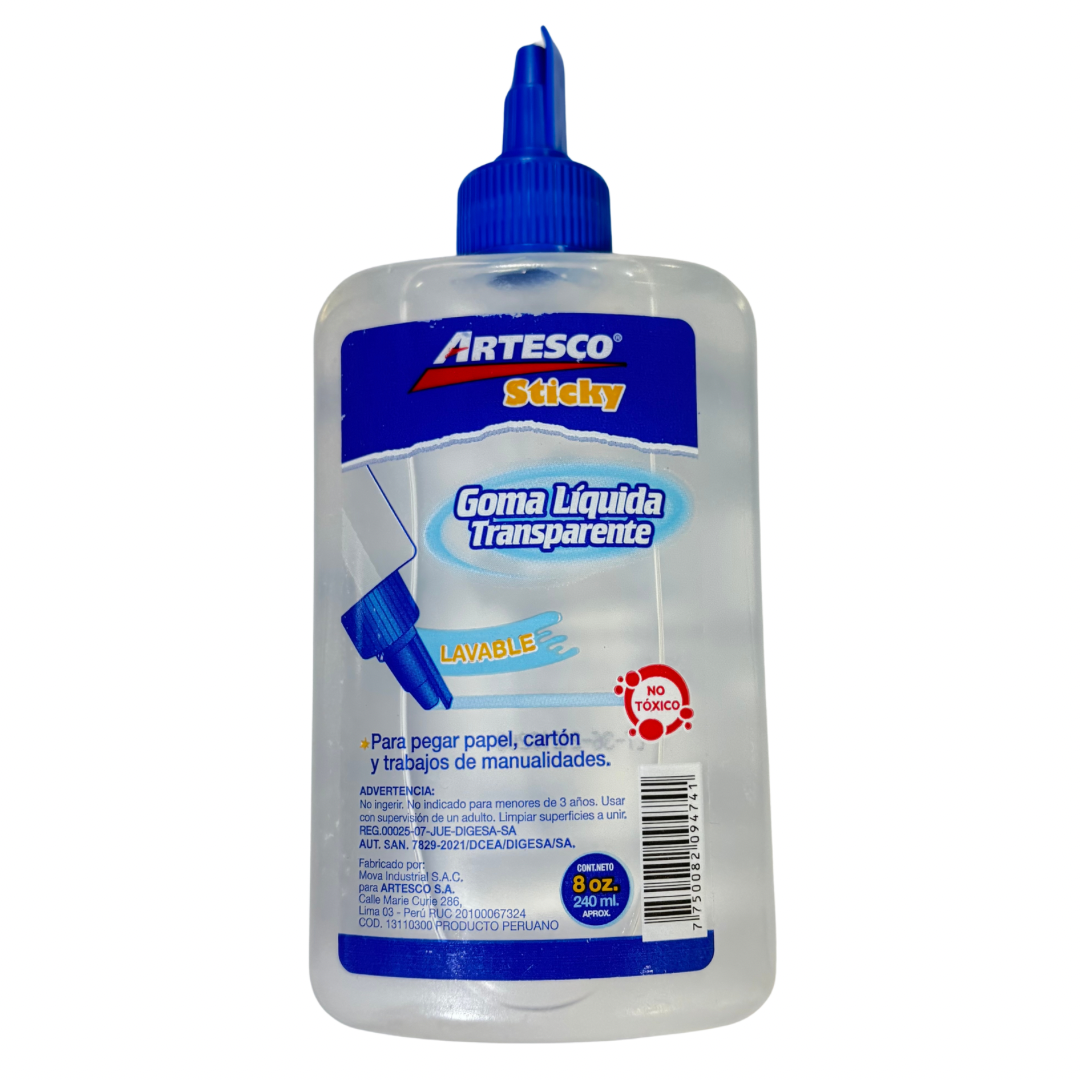 Artesco Goma Líquida Transparente Lavable 240ml