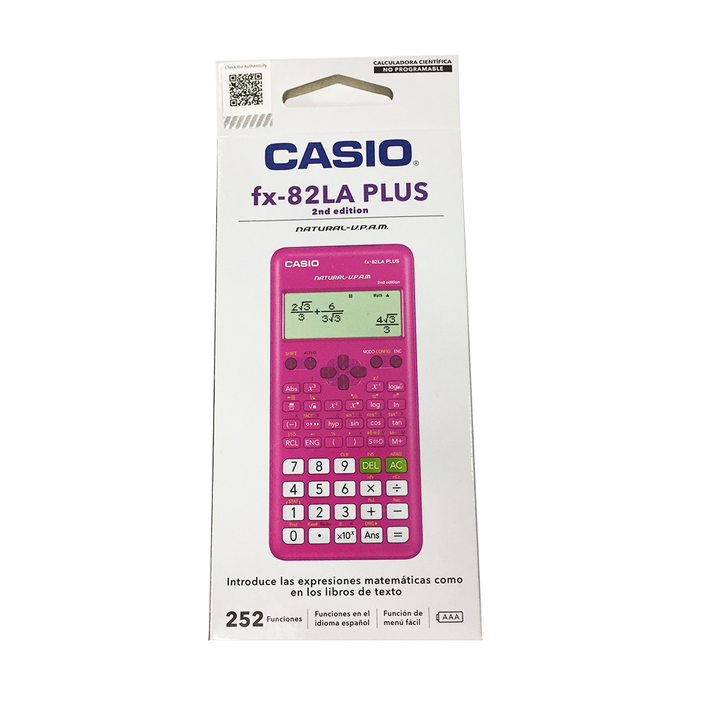 Casio Calculadora Científica fx-82LA Plus 252 Funciones Rosada