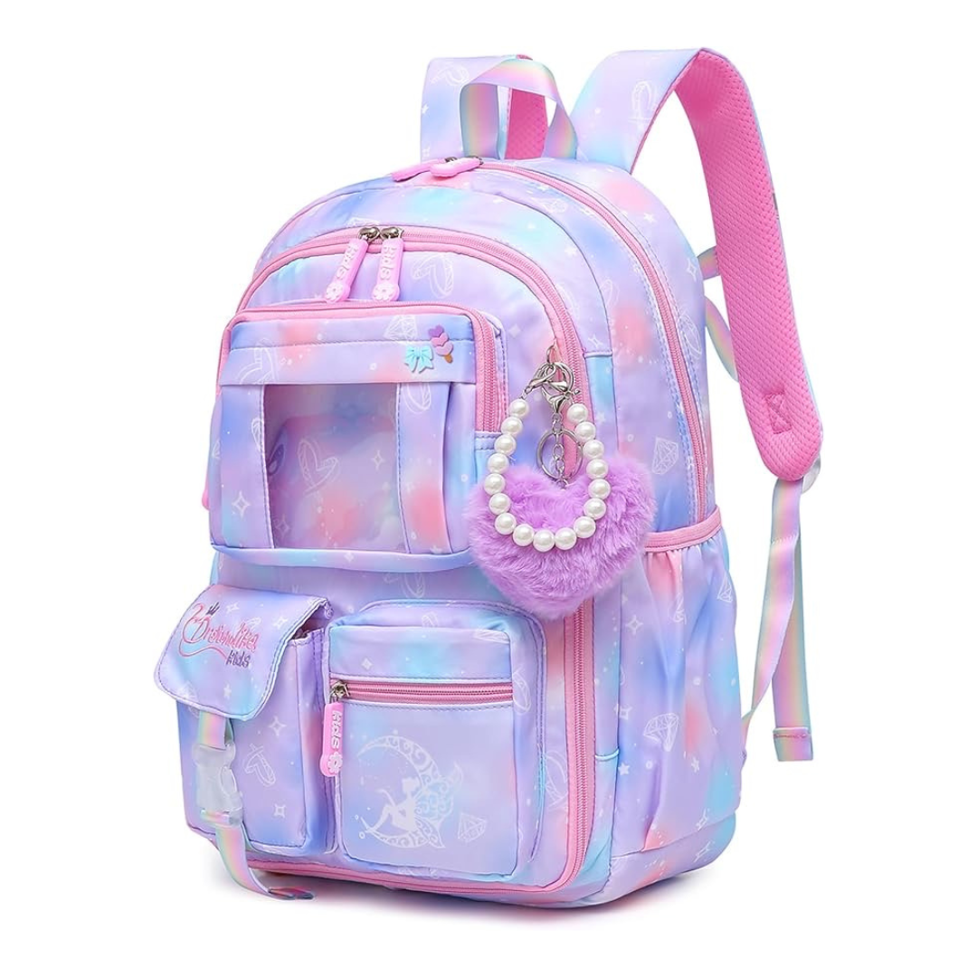 Alrisg Sweet Girls Mochila Púrpura Perlas