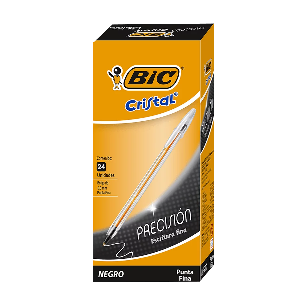 Bic Cristal Precisión Caja Esfero Negra 24 pcs