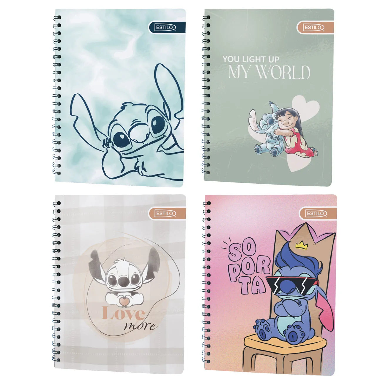 Estilo Cuaderno Universitario Pasta Semi Dura Stitch 100h 2 Líneas