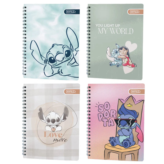 Estilo Cuaderno Universitario Pasta Semi Dura Stitch 100h 2 Líneas