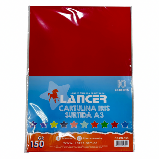 Lancer Paquete de Cartulinas Iris A3 10 Colores 150gr