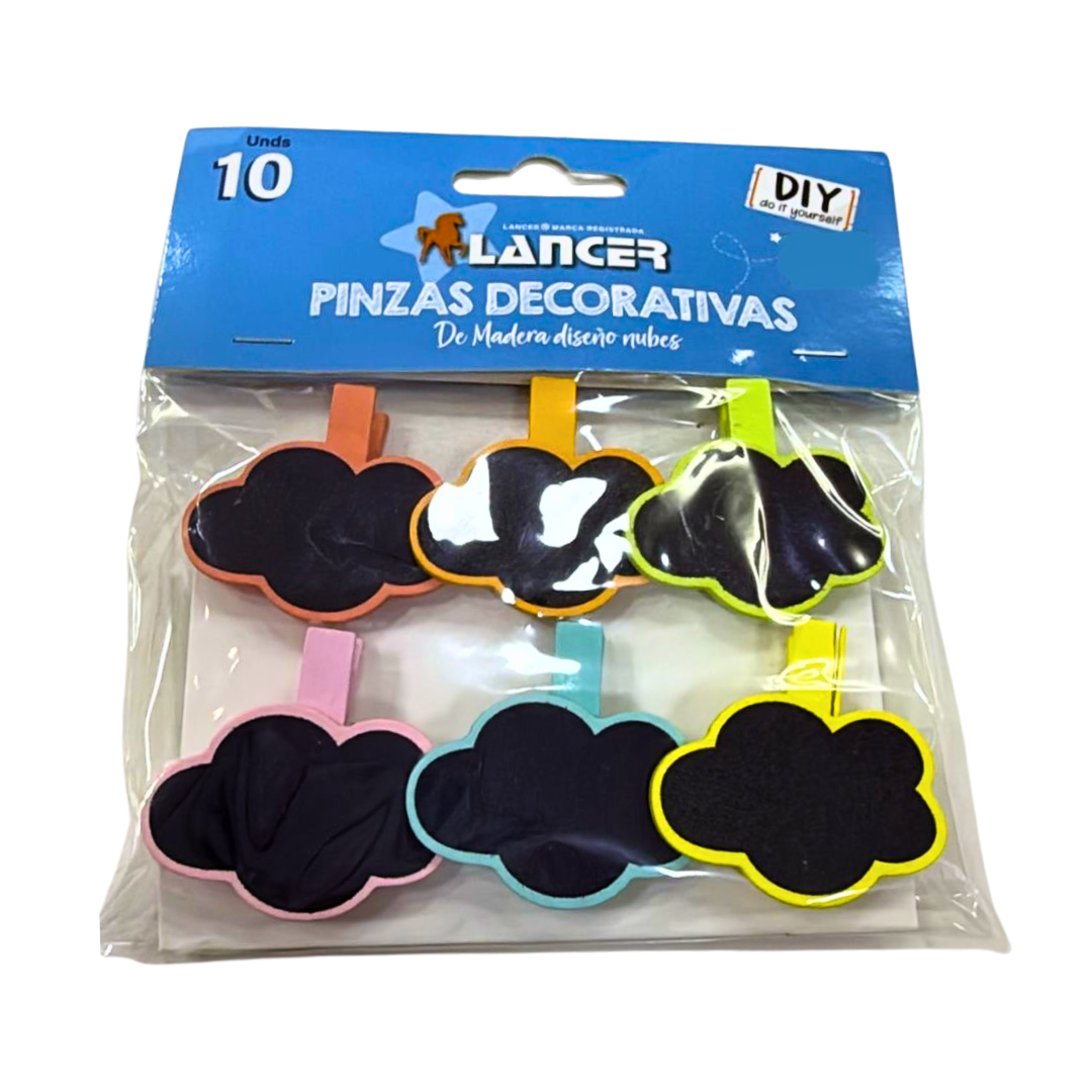 Lancer Pinzas Decorativas de Madera Diseño Nubes