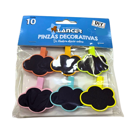 Lancer Pinzas Decorativas de Madera Diseño Nubes