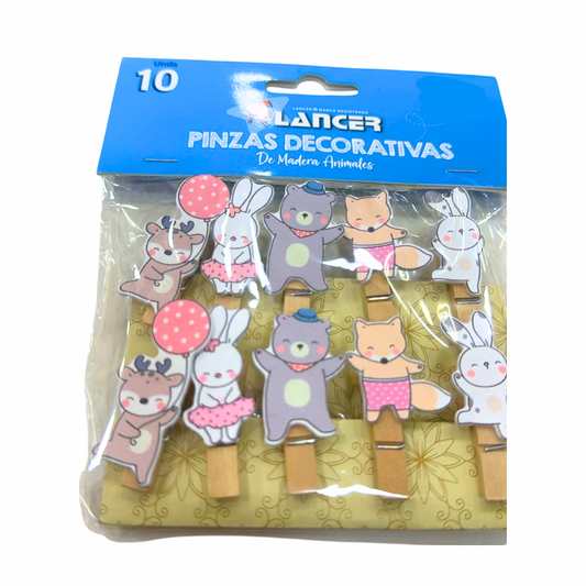 Lancer Pinzas Decorativas de Madera Animales