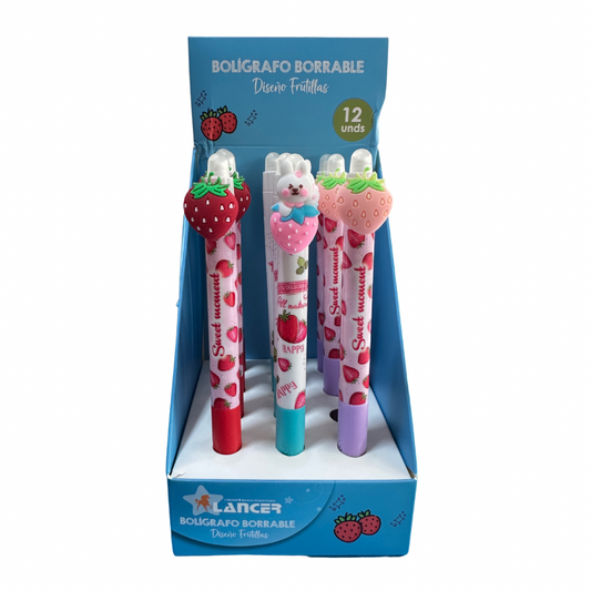 Lancer Bolígrafo Borrable Frutillas Tinta Azul