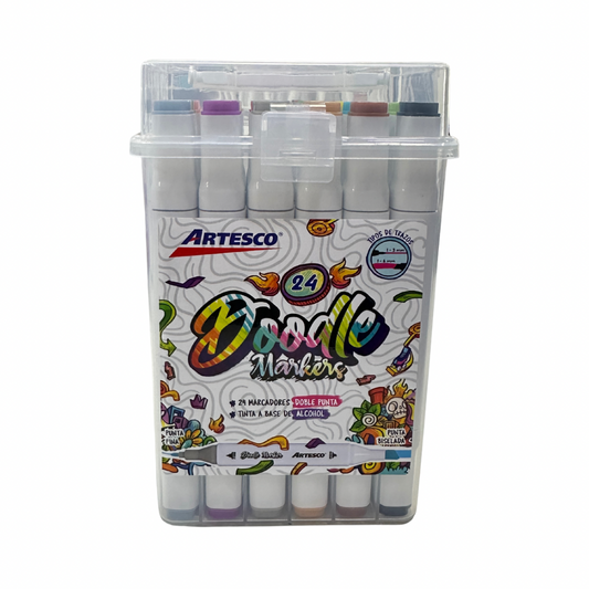 Artesco Doodle Markers 24 Colores Doble Punta