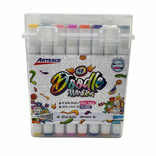 Artesco Doodle Markers 48 Colores Doble Punta