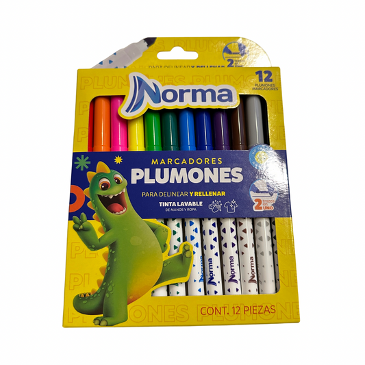 Norma 12 Marcadores Plumones Lavables