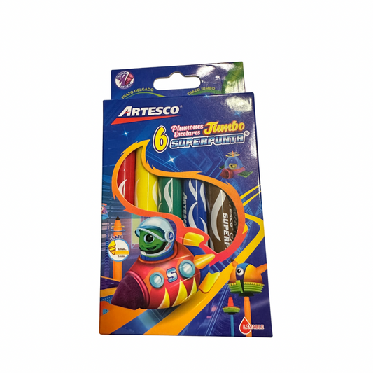 Artesco 6 Plumones Escolares Jumbo