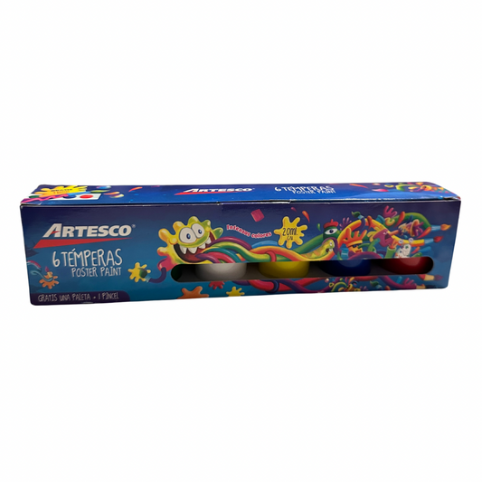 Artesco Témperas 6 Colores + Pincel