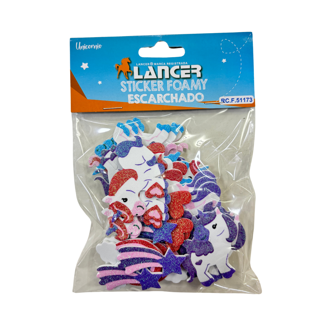Lancer Sticker Foamy Escarchado Unicornios