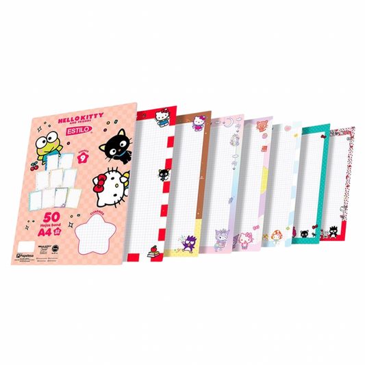 Estilo 50 Hojas Decoradas Hello Kitty - 2 Líneas