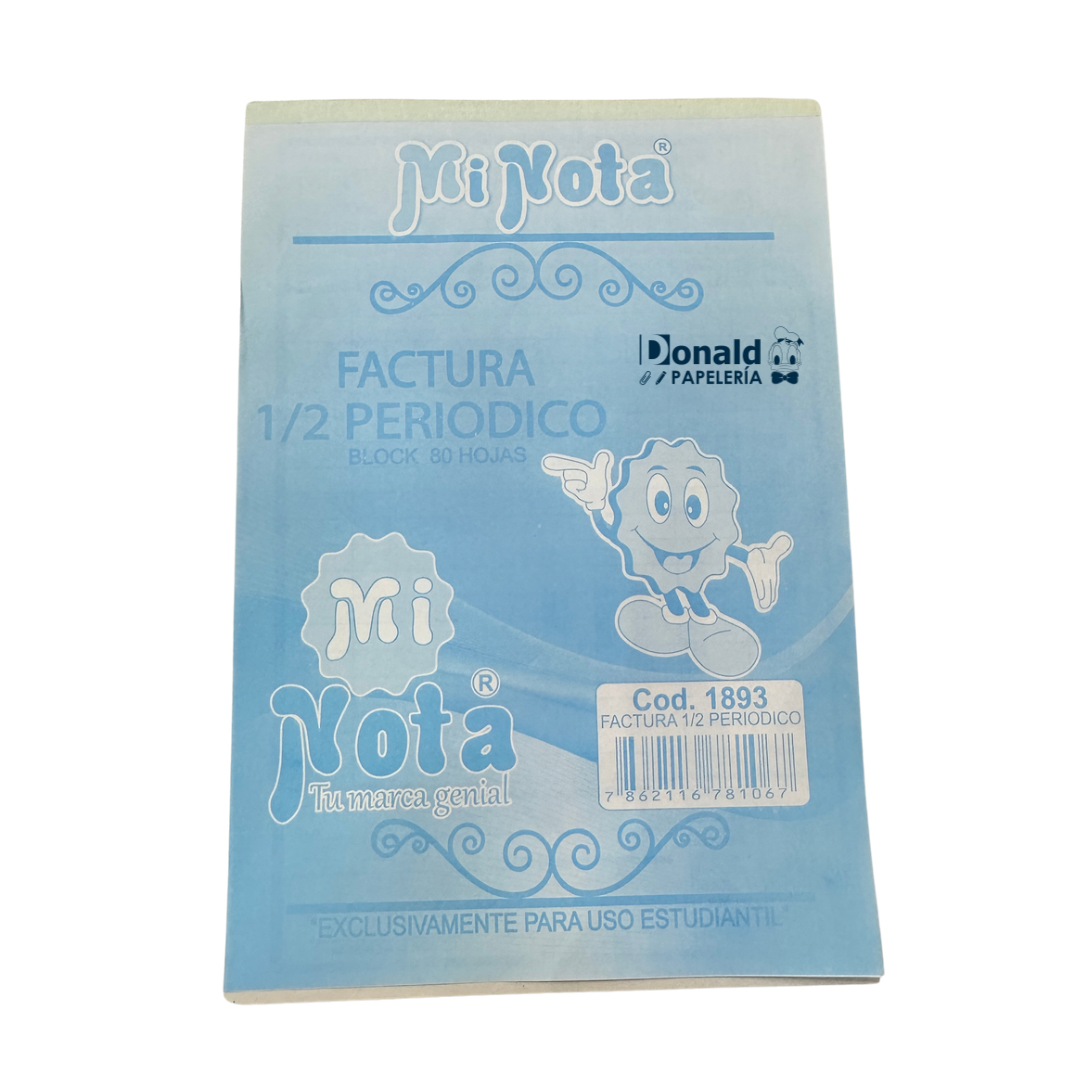 Mi Nota Block de Factura 80 Hojas
