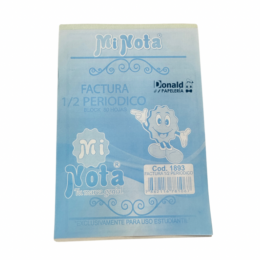 Mi Nota Block de Factura 80 Hojas