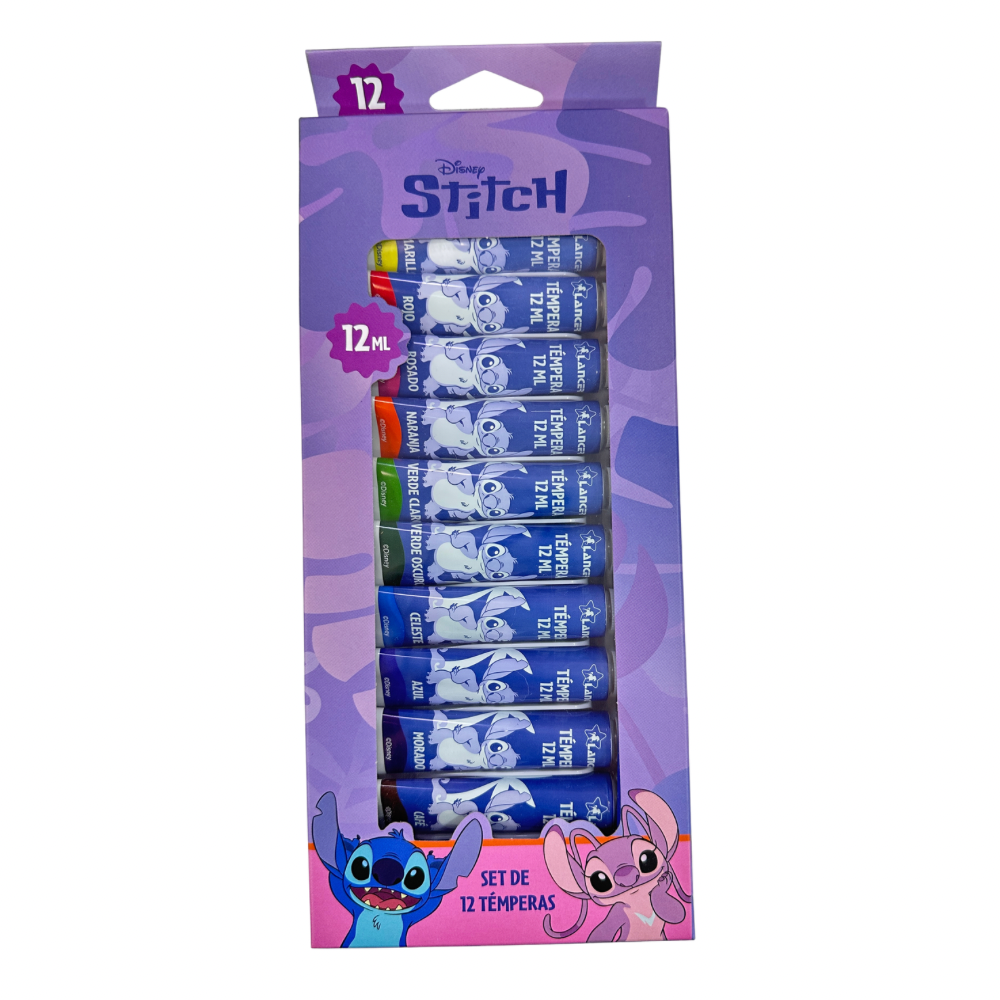 Lancer Caja de Témperas 12 Colores Stitch