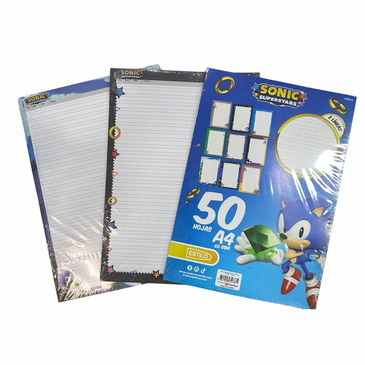 Estilo 50 Hojas Decoradas Sonic - 2 Líneas