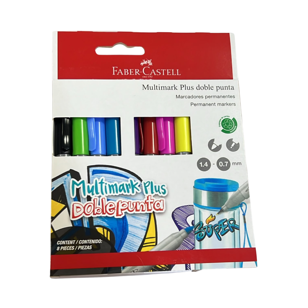 Faber-Castell 8 Marcadores Permanentes Doble Punta